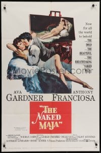 5k574 NAKED MAJA 1sh 1959 art of sexy Ava Gardner & Tony Franciosa, brazen painting!