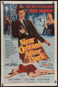 5k589 NEW ORLEANS AFTER DARK 1sh 1958 Louisiana drug smuggling, the big Dixieland crime shocker!