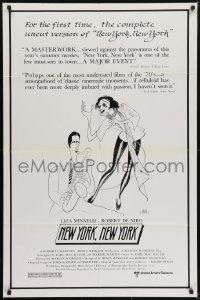 5k591 NEW YORK NEW YORK 1sh R1980s great Al Hirschfeld art of Robert De Niro & Liza Minnelli!