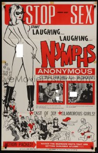 5k608 NYMPHS ANONYMOUS 1sh 1968 watch the bedroom riots that are setting suburbia aflame!