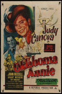 5k614 OKLAHOMA ANNIE 1sh 1951 great artwork of queen cowgirl Judy Canova + Hirschfeld art!