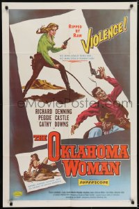 5k615 OKLAHOMA WOMAN 1sh 1956 AIP western bad girl, no man could tame her, no man could forget her!