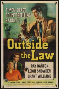 5k636 OUTSIDE THE LAW 1sh 1956 art of Treasury Man Ray Danton who blasts a counterfeiting racket!