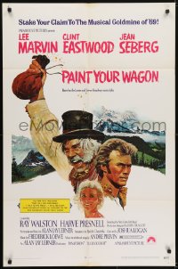 5k637 PAINT YOUR WAGON 1sh 1969 Ron Lesser art of Clint Eastwood, Lee Marvin & Jean Seberg!