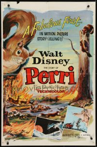 5k651 PERRI 1sh 1957 Disney's fabulous first in motion picture story-telling, wacky squirrels!