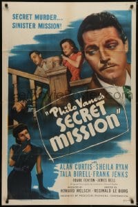 5k656 PHILO VANCE'S SECRET MISSION 1sh 1947 detective Alan Curtis is on a sinister mission!