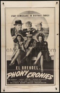 5k657 PHONY CRONIES 1sh 1942 El Brendel, Tom Kennedy and star comedians in a riotous farce!