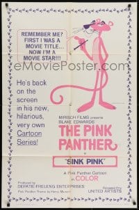 5k660 PINK PANTHER 1sh 1965 Friz Freleng & Hawley Pratt directed cartoon, Sink Pink!