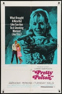 5k673 PRETTY POISON style B 1sh 1968 psycho Anthony Perkins & crazy Tuesday Weld!