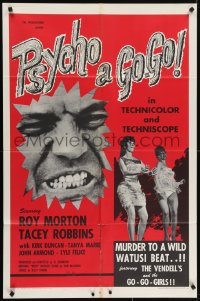 5k679 PSYCHO A GO-GO 1sh 1966 Al Adamson's most terrifying psycho of all & those wild go-go girls!