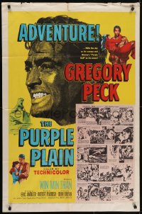 5k682 PURPLE PLAIN 1sh 1955 great artwork of Gregory Peck, written by Eric Ambler!