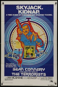 5k695 RANSOM 1sh 1975 great colorful artwork of Sean Connery and action scenes by Robert Tanenbaum!
