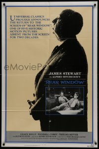 5k698 REAR WINDOW 1sh R1983 Alfred Hitchcock profile, Jimmy Stewart & sexy Grace Kelly inset!