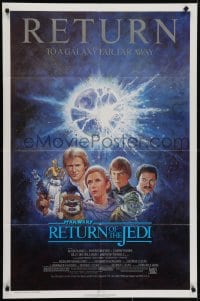 5k707 RETURN OF THE JEDI NSS style 1sh R1985 George Lucas classic, Mark Hamill, Ford, Tom Jung art!