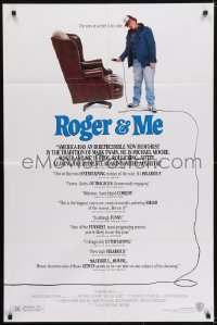 5k725 ROGER & ME 1sh 1989 1st Michael Moore documentary, about General Motors CEO Roger Smith!