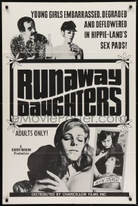 5k729 RUNAWAY DAUGHTERS 1sh 1968 Barry Mahon, young girls deflowered in hippie sex pads!