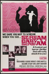 5k748 SCREAM BABY SCREAM 1sh 1969 freaked out drug horror thriller will really shock it to you!