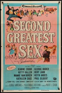 5k753 SECOND GREATEST SEX 1sh 1955 Jeanne Crain & Mamie Van Doren singin' and dancin'!