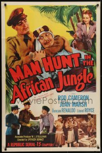 5k754 SECRET SERVICE IN DARKEST AFRICA 1sh R1954 Man Hunt in the African Jungle, Republic serial!