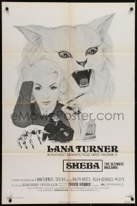 5k764 SHEBA 1sh 1974 Persecution, cool artwork of Lana Turner & giant angry cat!