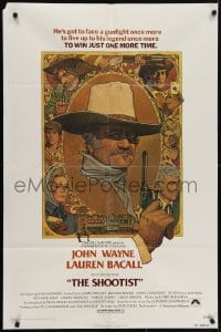 5k769 SHOOTIST 1sh 1976 best Richard Amsel artwork of cowboy John Wayne & cast!