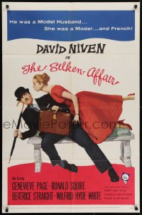 5k774 SILKEN AFFAIR 1sh 1956 David Niven is a model husband, sexy Genevieve Page is a French model!