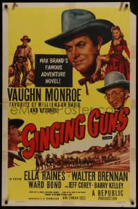 5k783 SINGING GUNS 1sh R1956 singer Vaughn Monroe, sexy Ella Raines, from Max Brand's novel!