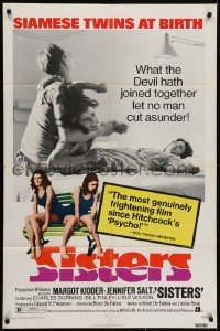 5k785 SISTERS 1sh 1973 Brian De Palma, Margot Kidder is a set of conjoined twins!