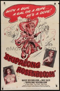 5k787 SKIPALONG ROSENBLOOM 1sh 1951 great artwork of Slapsie Maxie on horse w/sexy girls!