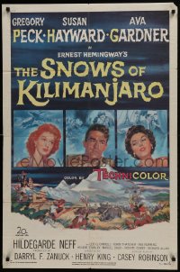 5k793 SNOWS OF KILIMANJARO 1sh 1952 art of Gregory Peck, Susan Hayward & Ava Gardner in Africa!
