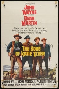 5k800 SONS OF KATIE ELDER 1sh 1965 line up of John Wayne, Dean Martin & more + Martha Hyer!