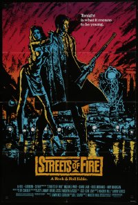 5k830 STREETS OF FIRE no border style 1sh 1984 Walter Hill, Michael Pare, Diane Lane, art by Riehm!