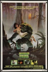 5k842 SWAMP THING NSS style 1sh 1982 Wes Craven, Hescox art of him holding sexy Adrienne Barbeau!