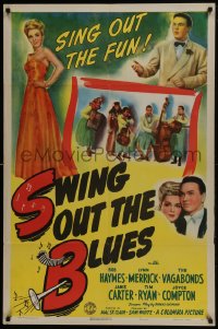 5k847 SWING OUT THE BLUES 1sh 1943 Haymes, The Vagabonds, the screen's screwiest quartet yet!