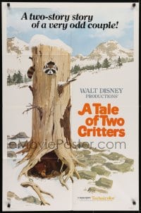 5k852 TALE OF TWO CRITTERS 1sh 1977 Walt Disney raccoon & bear, a very odd couple!