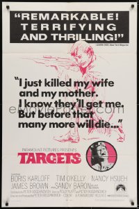5k854 TARGETS 1sh 1968 Peter Bogdanovich, cool art of sniper Tim O'Kelly crouching with rifle!