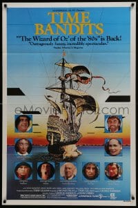 5k883 TIME BANDITS 1sh R1982 John Cleese, Sean Connery, top cast & art by director Terry Gilliam!