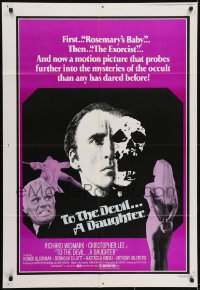 5k884 TO THE DEVIL A DAUGHTER 1sh 1976 Widmark, Christopher Lee, Nastassja Kinski, purple style!