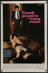 5k890 TONY ROME 1sh 1967 cool image of Frank Sinatra as private eye + sexy half-naked girl on bed!