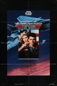 5k894 TOP GUN 1sh 1986 great image of Tom Cruise & Kelly McGillis, Navy fighter jets!