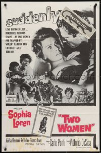 5k912 TWO WOMEN 1sh 1961 Sophia Loren, Vittorio De Sica, suddenly love becomes lust!
