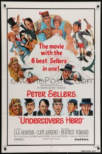 5k917 UNDERCOVERS HERO 1sh 1975 Peter Sellers in 6 roles, great wacky artwork!