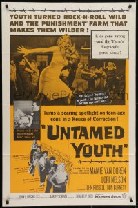 5k922 UNTAMED YOUTH 1sh 1957 sexy bad girl Mamie Van Doren in a house of correction!