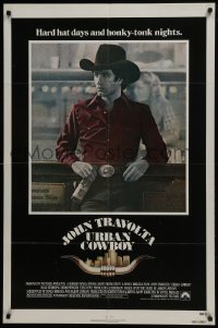 5k927 URBAN COWBOY 1sh 1980 great image of John Travolta in cowboy hat with Lone Star beer!