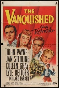 5k930 VANQUISHED 1sh 1953 headshots of John Payne, Jan Sterling, Coleen Gray, Lyle Bettger!