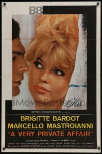 5k931 VERY PRIVATE AFFAIR 1sh 1962 Louis Malle's Vie Privee, c/u of sexiest Brigitte Bardot!