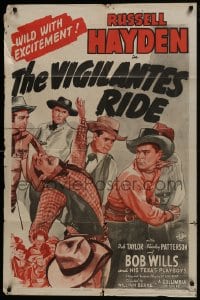 5k936 VIGILANTES RIDE 1sh 1943 Russell Hayden, Dub Taylor, Bob Wills and His Texas Playboys!
