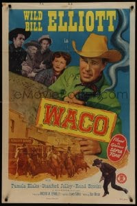 5k943 WACO 1sh 1952 Wild Bill Elliott with smoking gun, Pamela Blake & Rand Brooks!