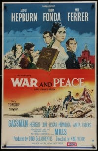 5k946 WAR & PEACE 1sh 1956 art of Audrey Hepburn, Henry Fonda & Mel Ferrer, Leo Tolstoy epic!