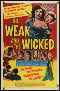 5k950 WEAK & THE WICKED 1sh 1954 bad girl Diana Dors, strips bare raw facts of women in prison